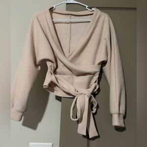 SHEIN Light Blush Wrap V-Neck Knit Sweater